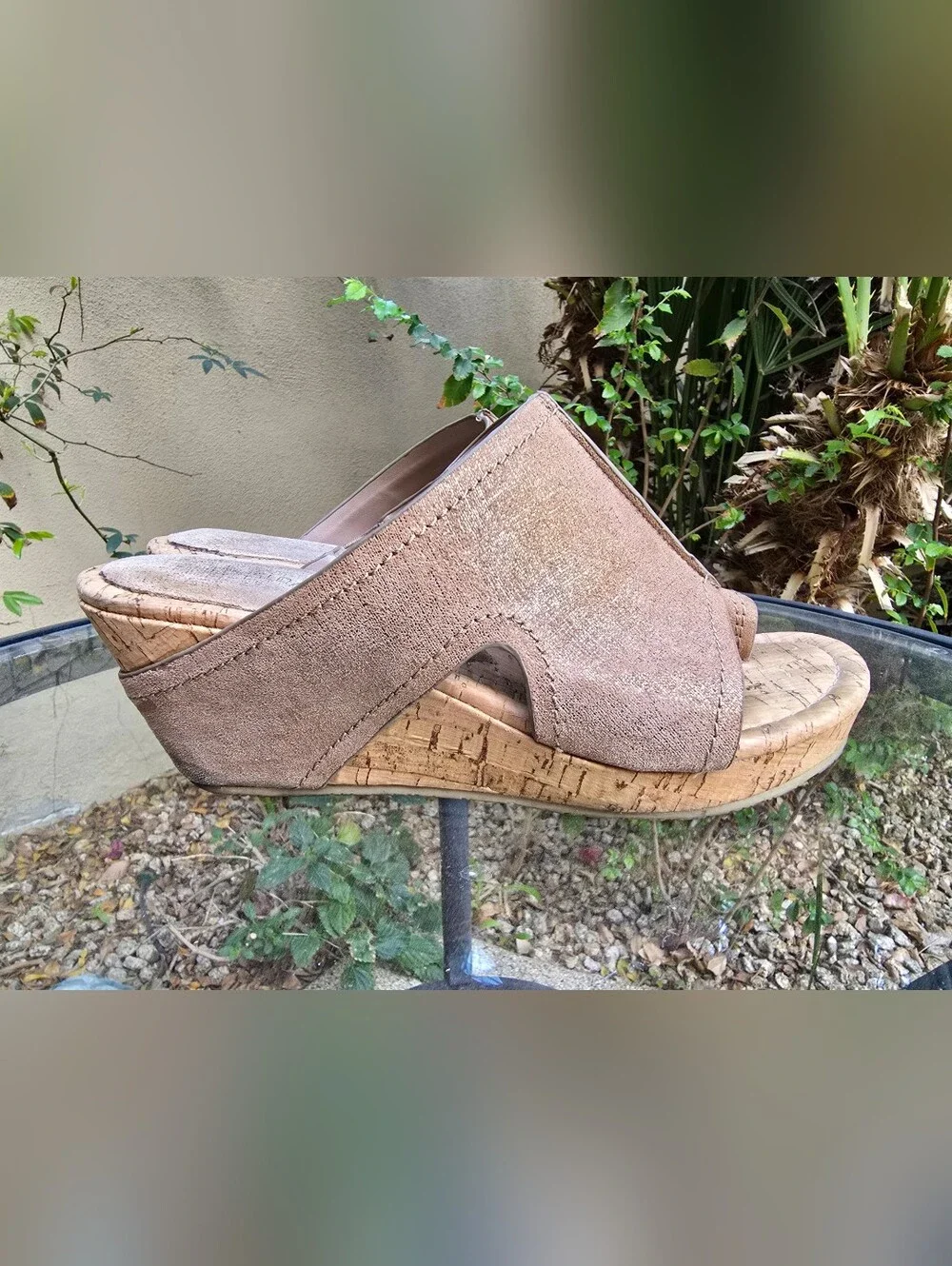 Donald J. Pliner Leather Tan Wedge Sandals, 8M